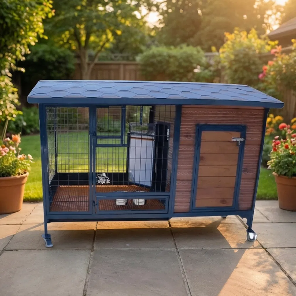 Premium Wooden Dog House with Windproof Fence Door and Odor Control Design