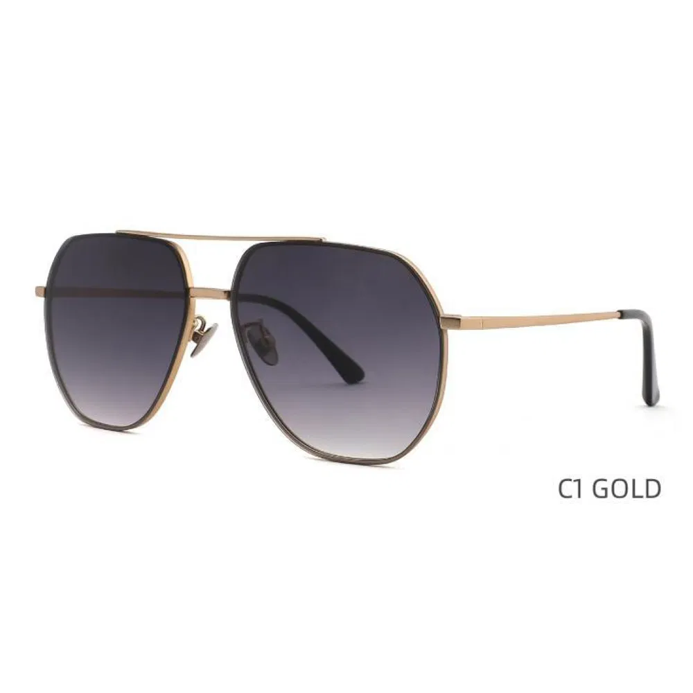 Ta-021 Titanium Aviator-Sunglasses with Gradient Lenses- Gold/Gun/Black