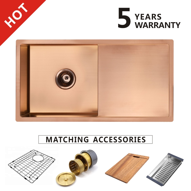 2025 Modern SUS304 Square Kitchenware Handmade 32 Inch Black Stainless Steel Single Double Bowl Black Kitchen Sink Price