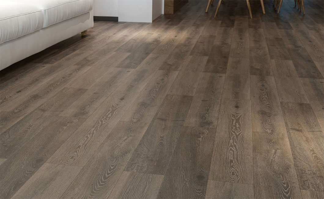 12mm HDF Oak Yellow Brown Bevel Wood Grain Laminate Flooring