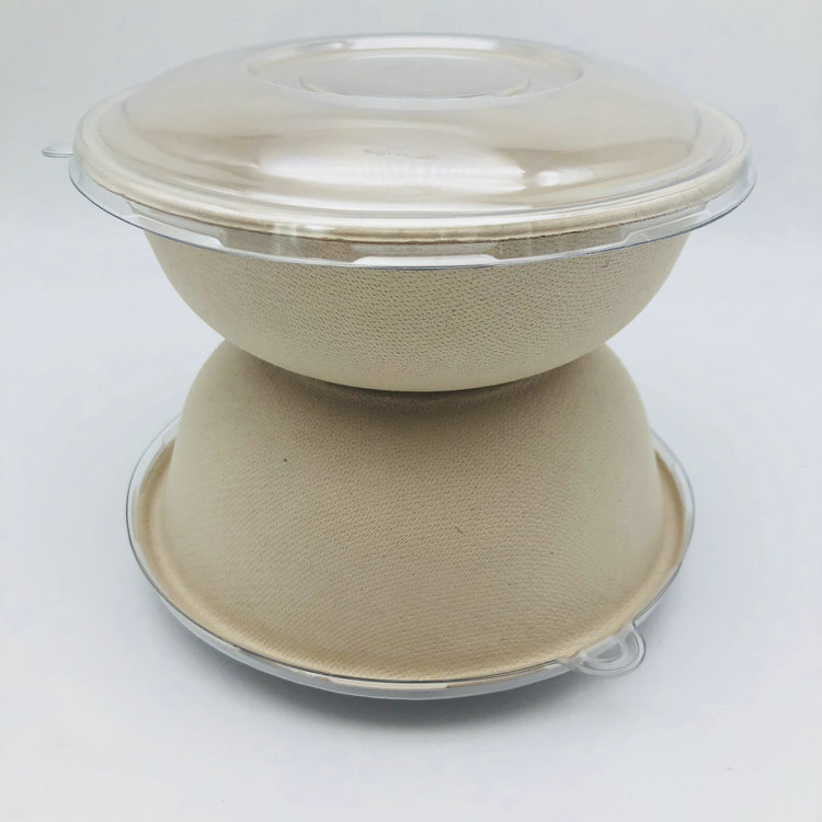 1000ml Round Sugarcane Bagasse Salad Bowl with Pet Lids