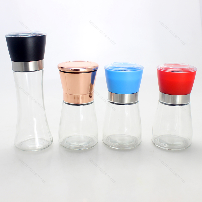 Household Kitchen 180ml 200ml Glass Pepper Grinders Wholesale Pepper Sea Salt Glass Seasoning Grinding Bottle