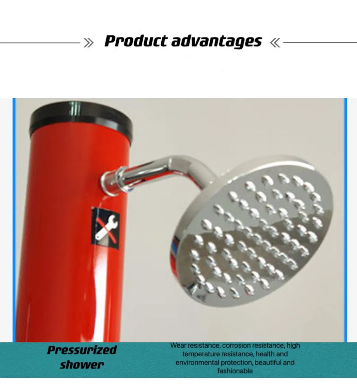 18L PVC Red Freestanding Outdoor Garden Shower Column Pipe Solar Shower Column Hot and Cold Stand Shower Outdoor Set