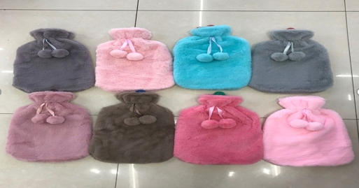 High Quality Natural Rubber Rabbit Fur Plush Warmer Hot Water Bag