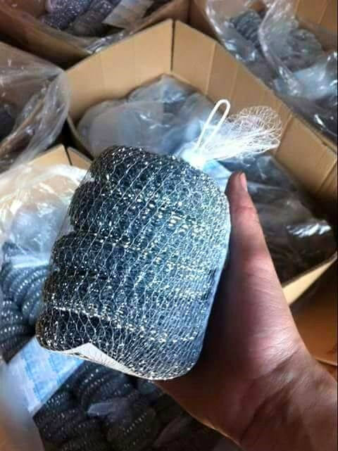 Galvanized Steel Wire Mesh Pot Cleaner Metal Cleaning Scourer