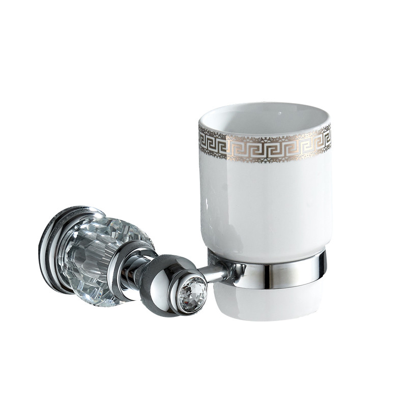 Silver Polished Bathroom Hardware Set Solid Brass Crystal Bathroom Accessories