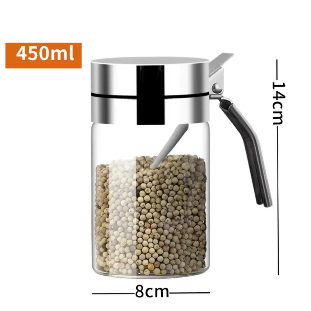 Condiment Container Dispenser Bottle Seasoning Box, High Borosilicate Glass Spice Jar Kw0010_5