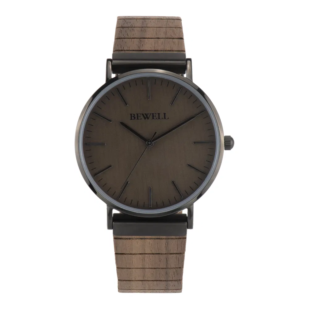 Amazing New Model Bewell Wooden Watch Custom Logo Wooden Watch with Stainless Steel Hand Watch