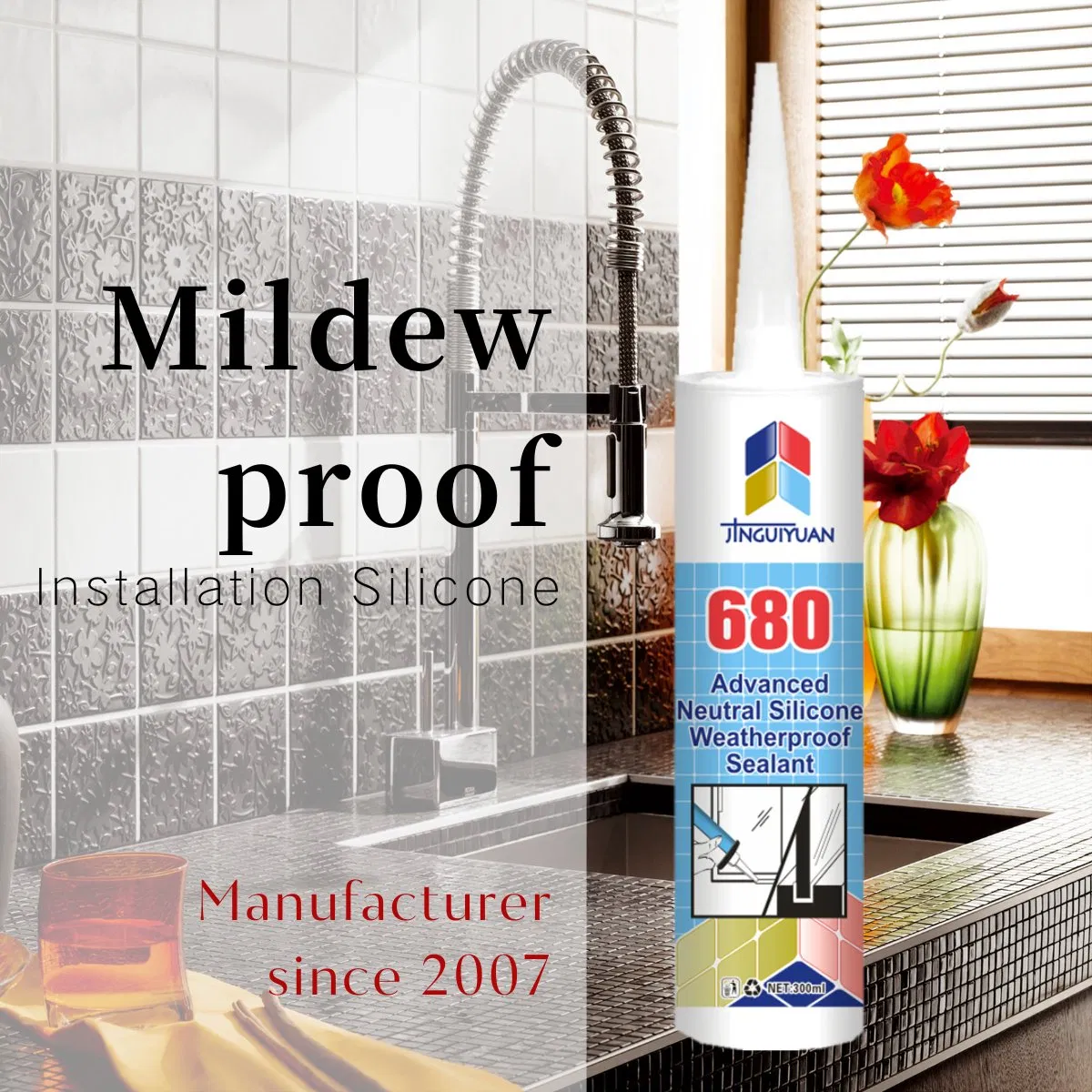 Topsen UV-Resistant Non-Yellowing Waterproof Silicone Sealant for Bathroom Tile and Glass Sealing