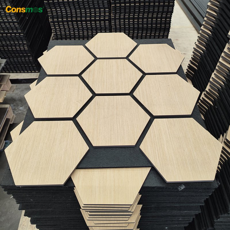 Soundproof Slat Wooden Diffuse Absorption Acoustic Pet Felt Building Material Ceiling Panel