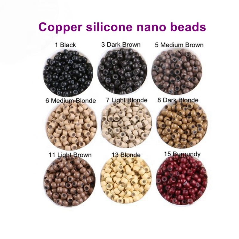 Нано-кольца для наращивания волос с медной силиконовой вставкой