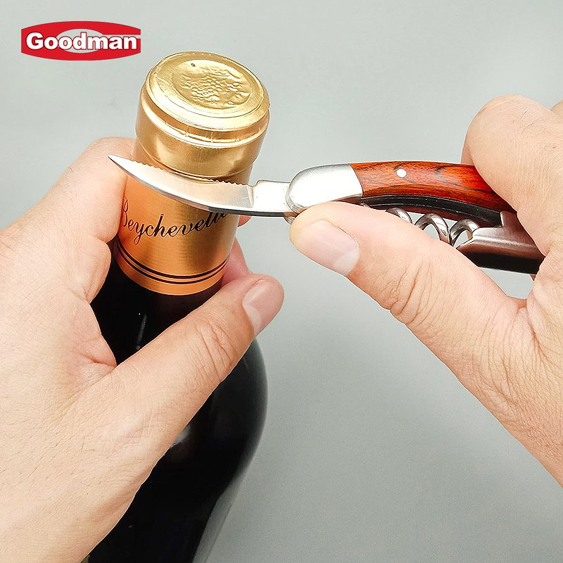 Factory Hot Sale Barware Wooden Handle Waiters Corkscrew Wine Bottle Opener and Foil Cutter Rosewood Wine Accessories Cork Screw