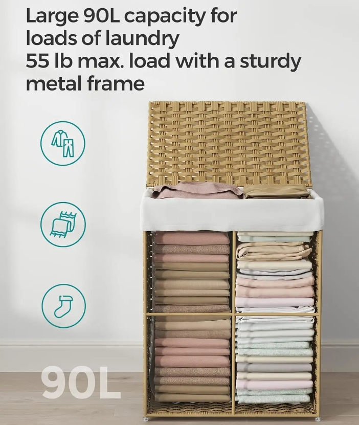 Manufacturer's Woven Storage Basket with Fabric Inside and Outside Banana Leaf Woven Storage Box Seaweed Water Hyacinth Woven Storage
