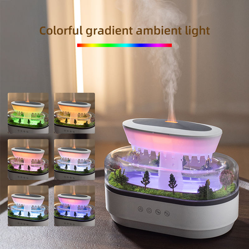 White Noise Humidifier Aromatherapy Machine Color Light Raindrop Humidifier