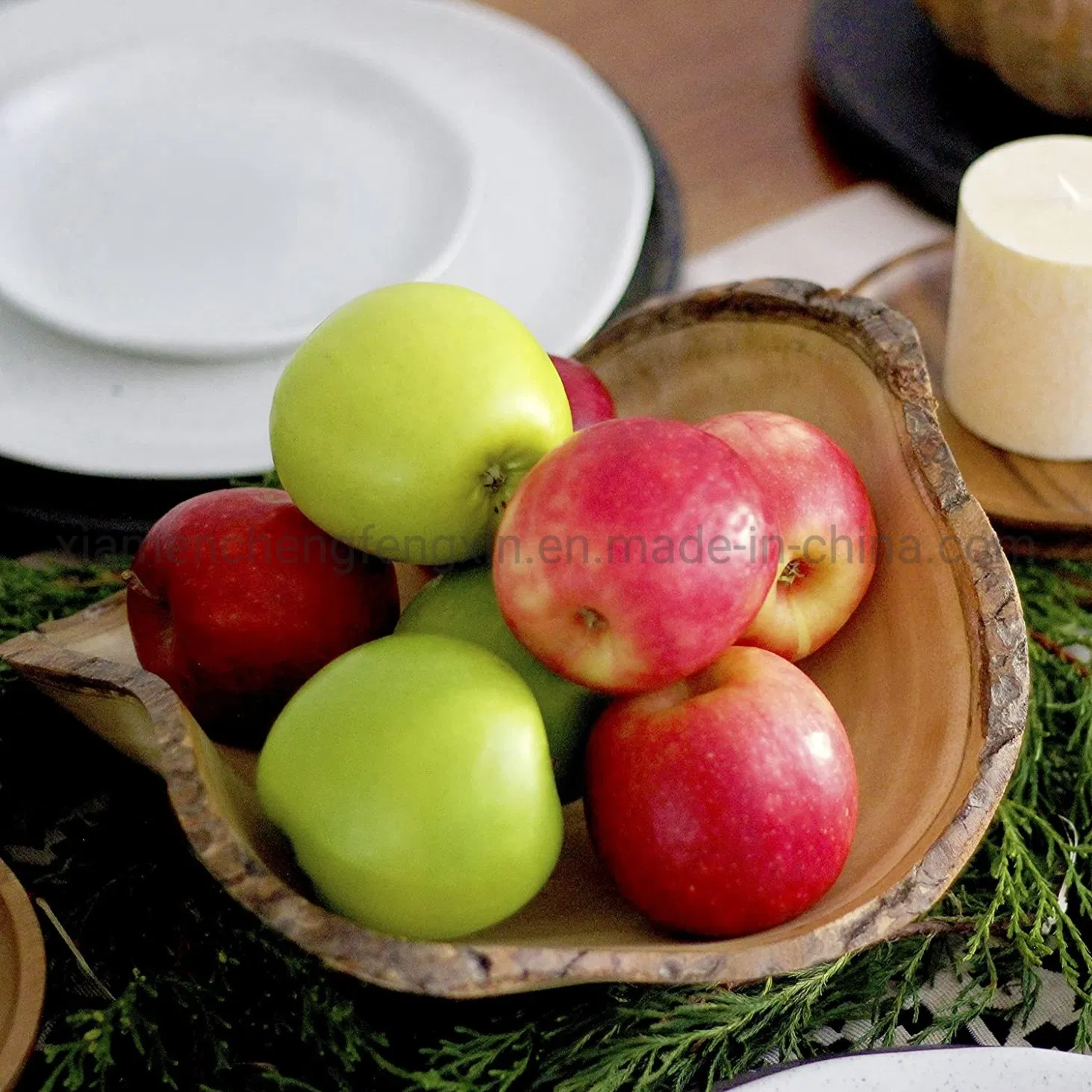 in Mango Wood Fruit Bowl with Bark Edges Made From Sustainable Orchard Wood