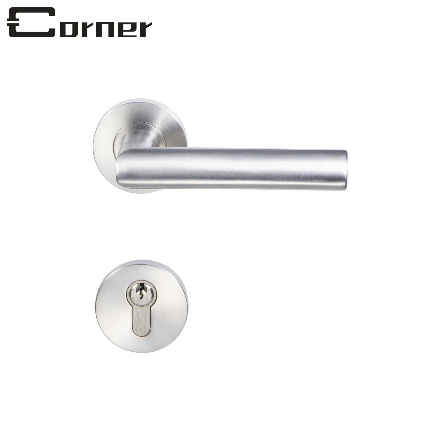 Modern Style Right Angle 304 Stainless Steel Bedroom Door Lever Handle