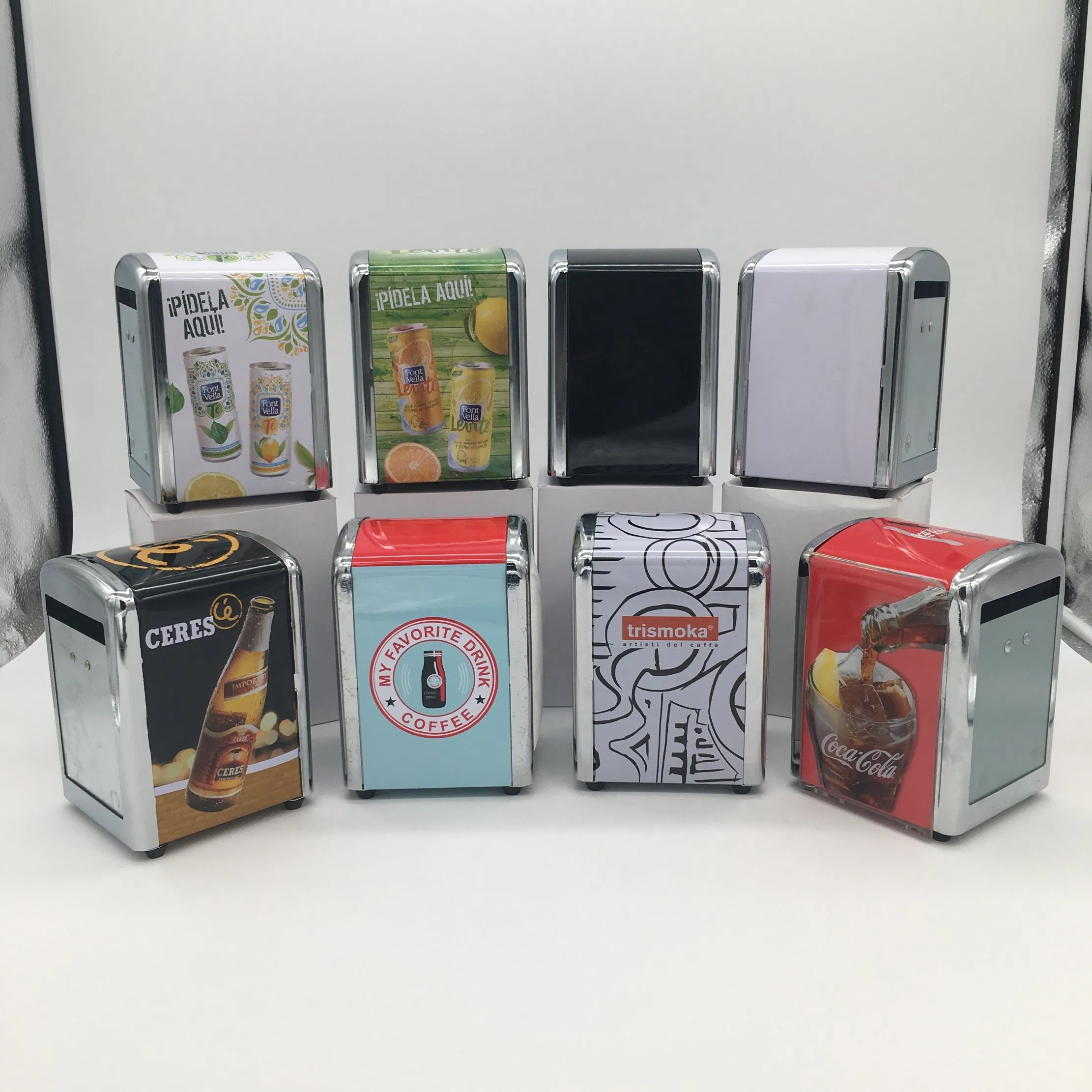 Custom Printing Cmyk Cafe Coffee Shops Restaurants Square Tissue Holder Napkin Box