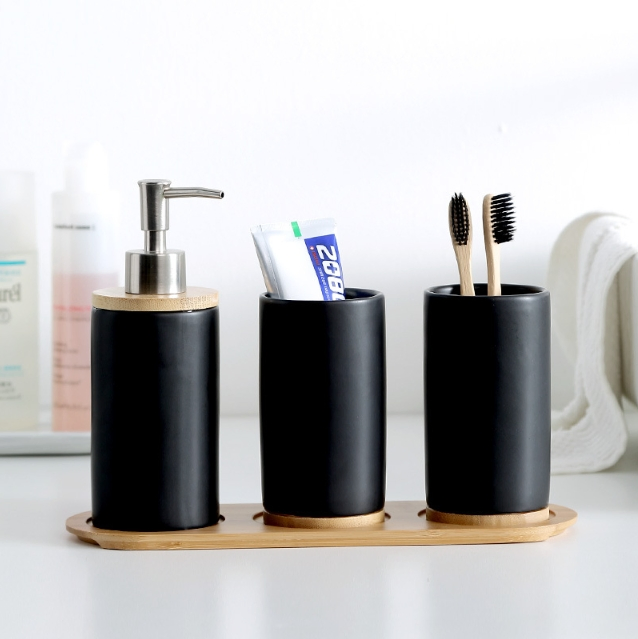 Artistic Ceramic Cup, Soap Dispenser, Bathroom Accessories 4PCS