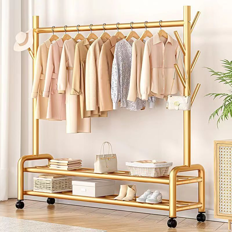 Stylish Black and White Gold Coat Rack with Shoe Storage