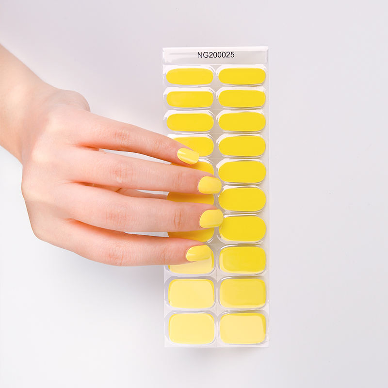 Solid Yellow Color Gel Nail Polish Sticker Customized Available Nail Art