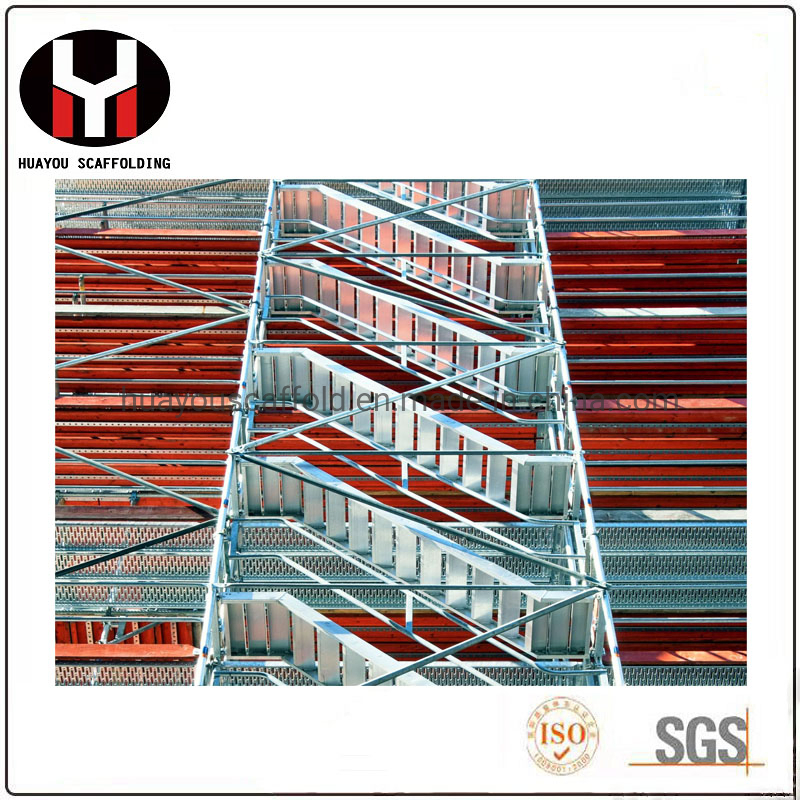 Galvanized Mobile Climbing Tower Scaffolding Steel Step Ladder Metal Staircase for Modular Scaffolding System