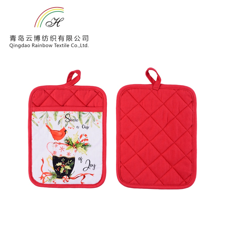 Cotton Pot Holder Made of Pure Cotton with Red Anti Scald and Thermal Insulation Properties