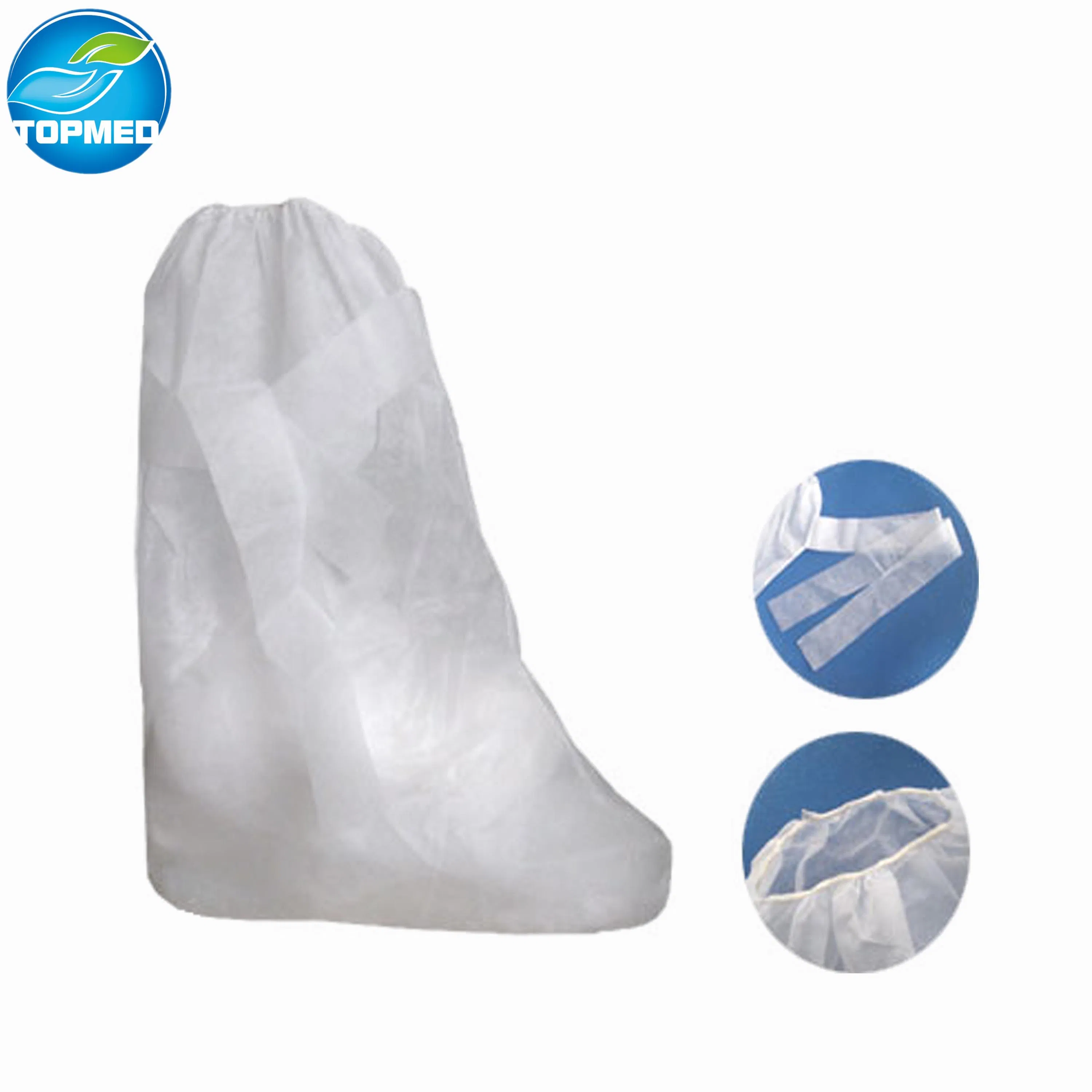 Disposable PP/SMS Nonwoven Boot Cover with Tie on