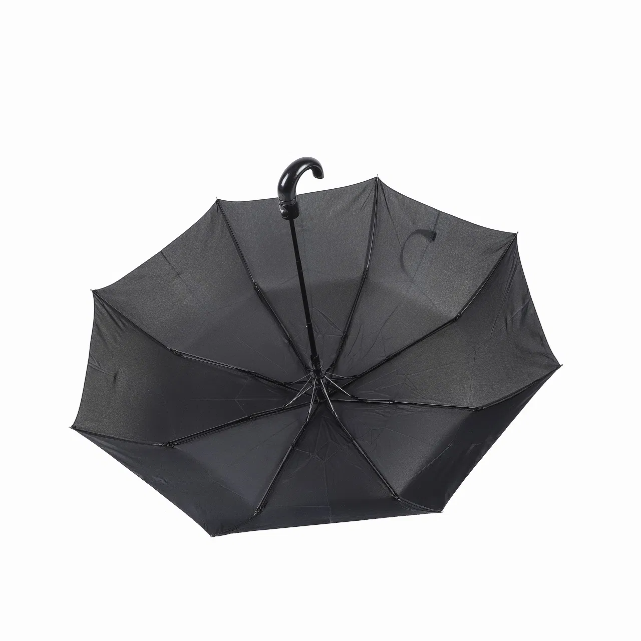 Folding Umbrella with Curved Handle for Man Basic Style in Black Color
