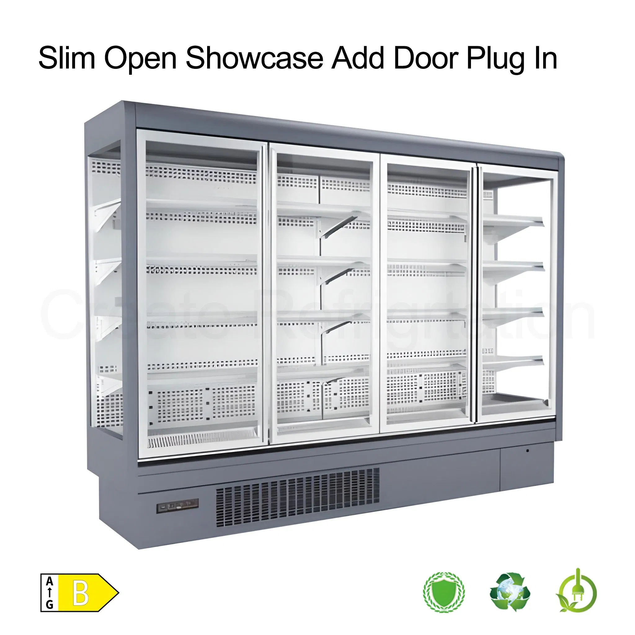 High Quality Factory Direct Sales Commercial Refrigerator Inverter Compressor Energy-Saving Vertical LED Light 1950L Glass Door Display Refrigeration Fridge