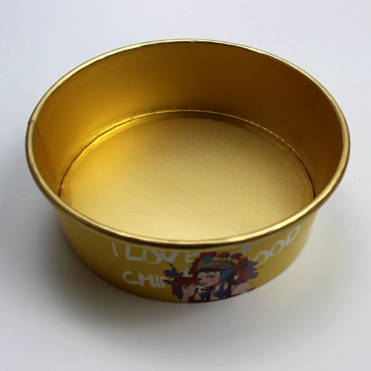 Plastic Free Disposable Food Container Paper Salad 1300 Ml Bowl with Gold Foil Coating