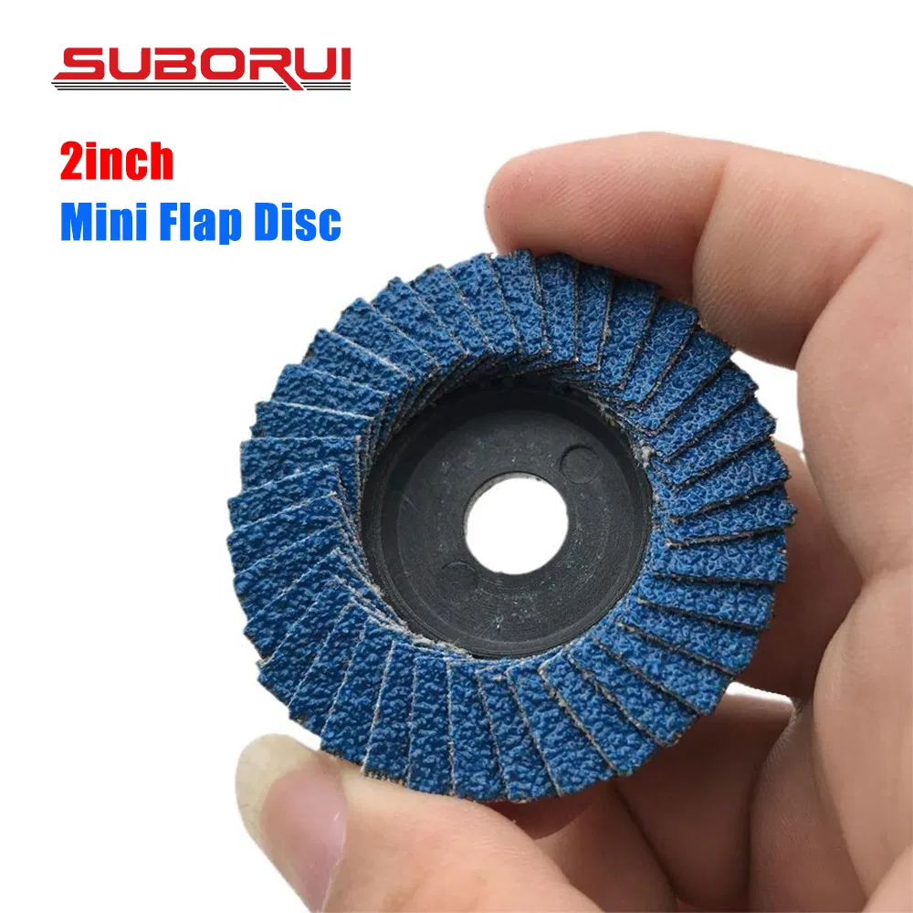 Suborui OEM Manufacturer Abrasive Tools 60 80 120 Grit 2inch Zirconia Mini Flap Disc for Stainless Steel Angle Grinder Sanding Polishing