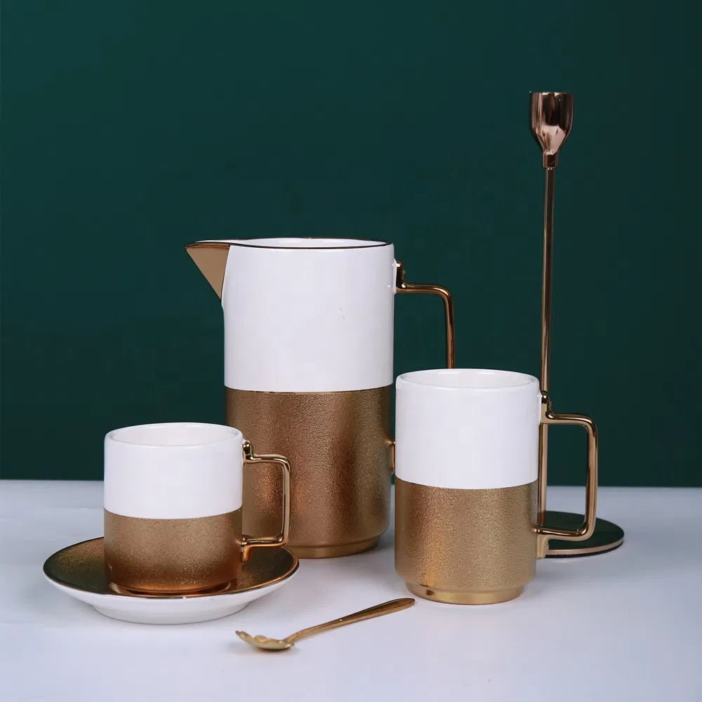 Gold Plating Cup Set Luxury Drinkware Ceramic Coffee Tea Set