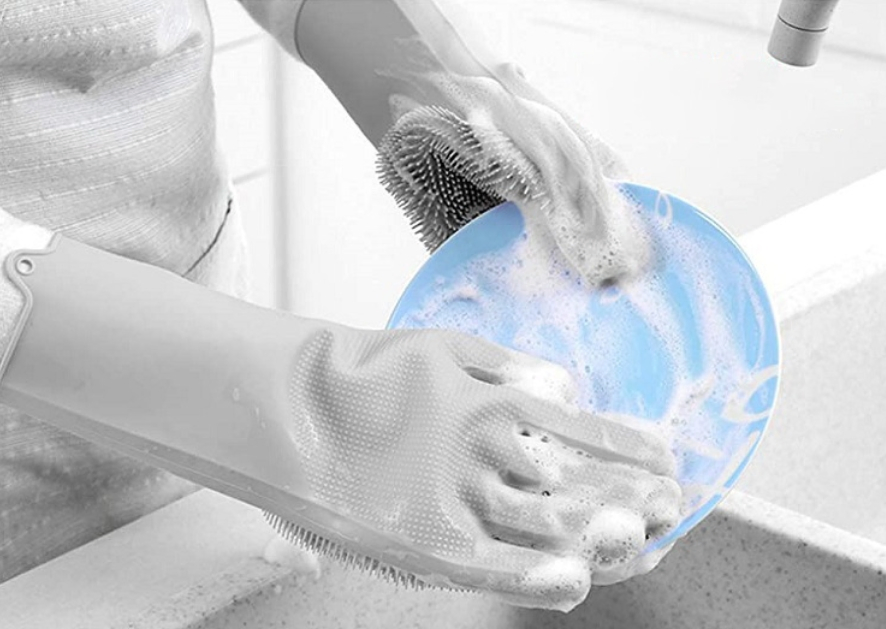 Household Heat-Insulating Silicone Gloves Thickened Kitchen Dishwashing Gloves