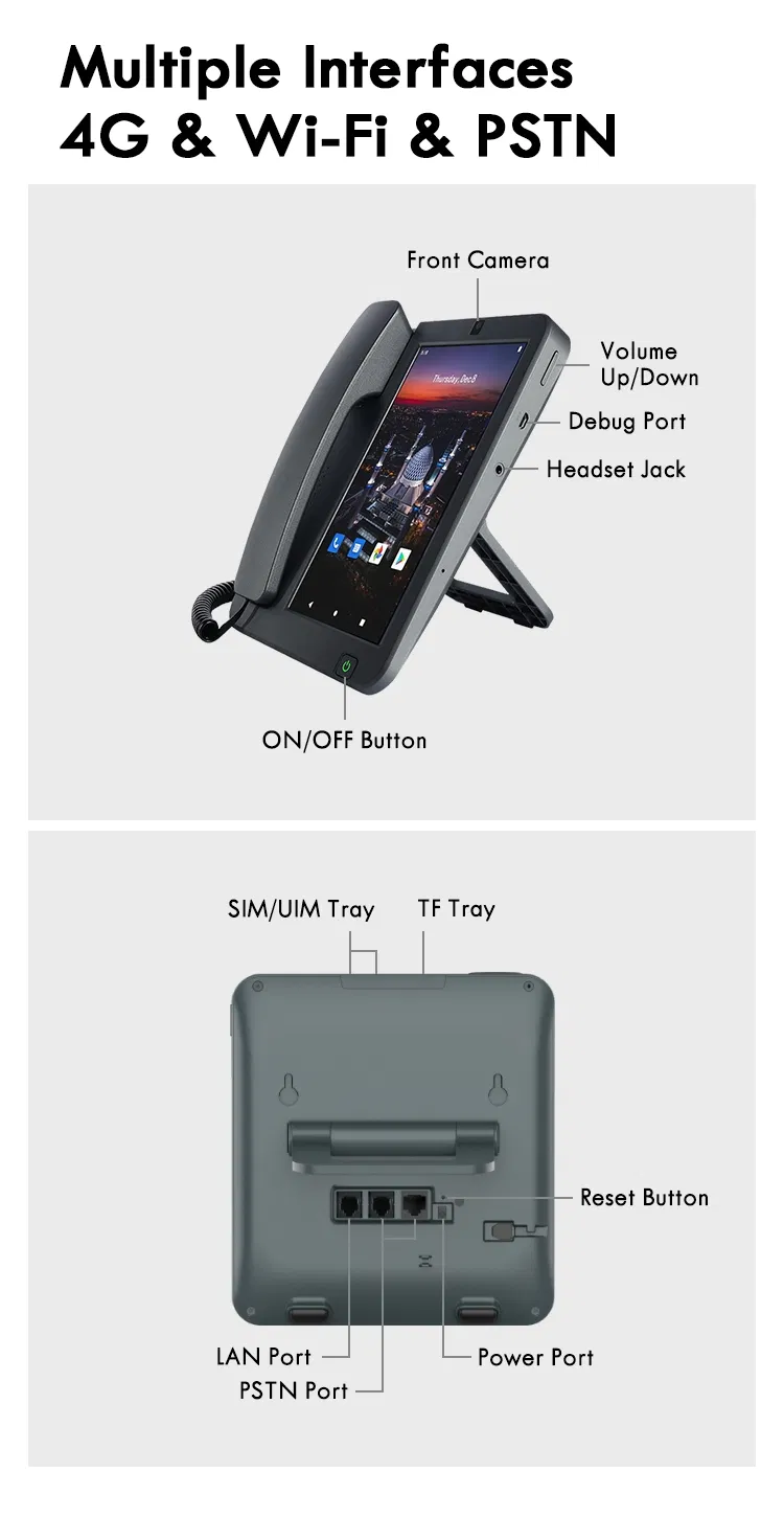 4G Video Business Phone with Android Handset for Wireless Communication
