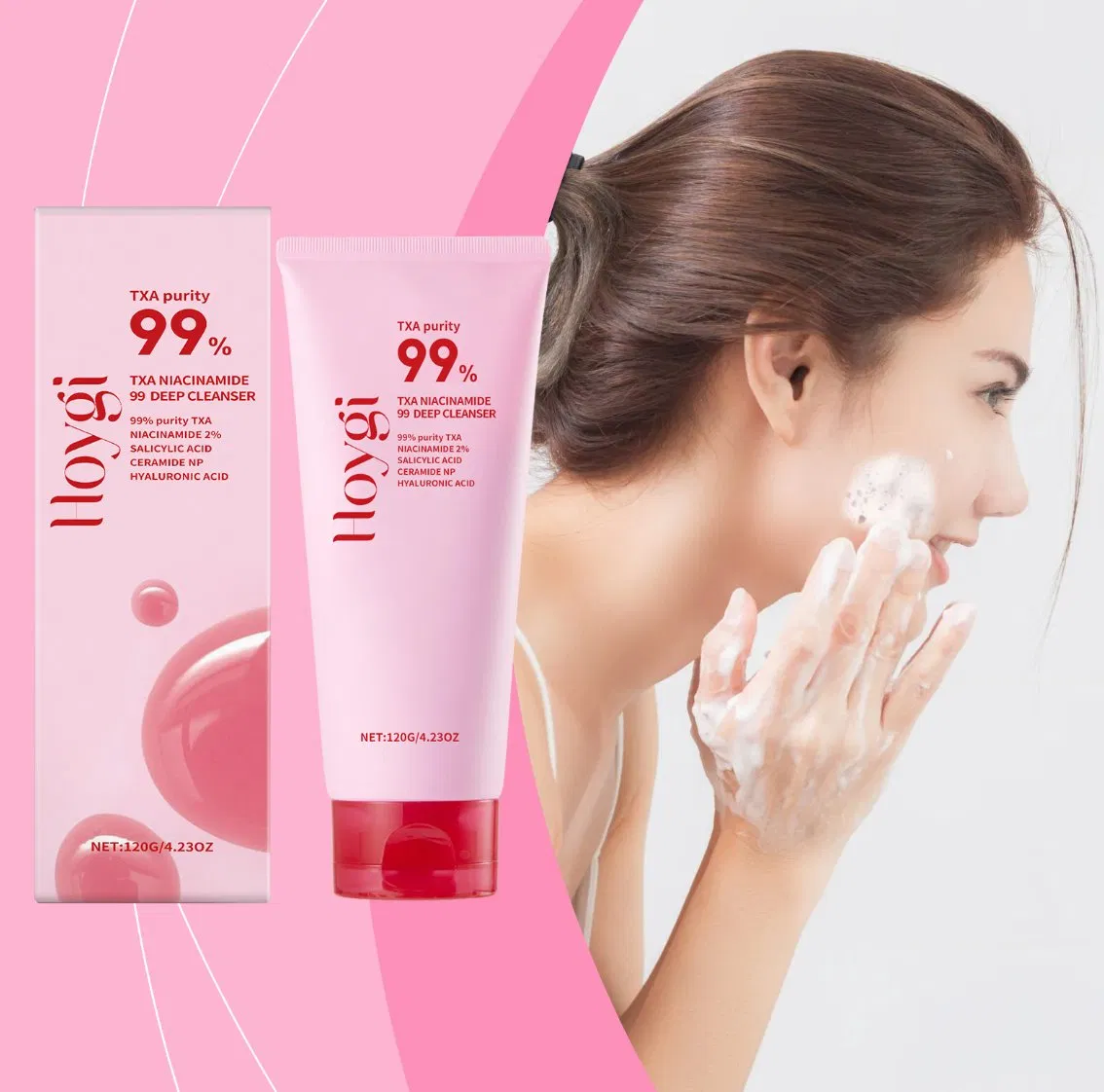 Niacinamide Deep Facial Cream Cleanser Purifying Exfoliating Gel with Moisturizing Deep Cleansing Moisturizing Brightening Rice Water Foaming Cleanser