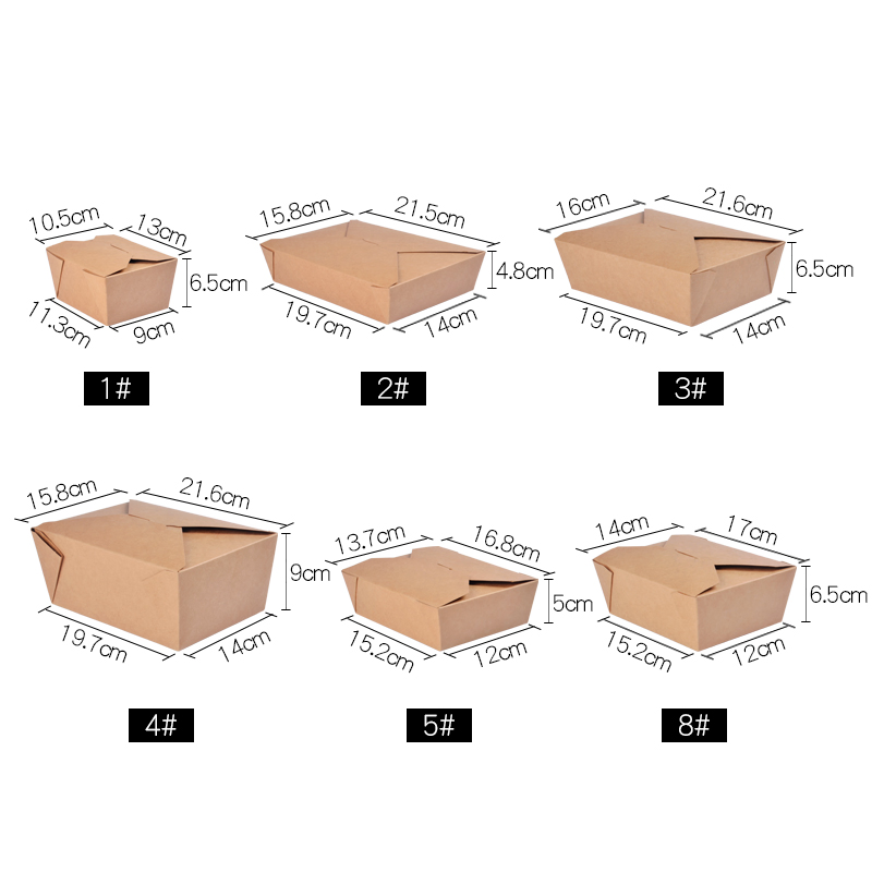 Custom Disposable Restaurant Togo Container Take Away Lunch Packing Boxes for Fast Food Grade Kraft Paper Packaging Box