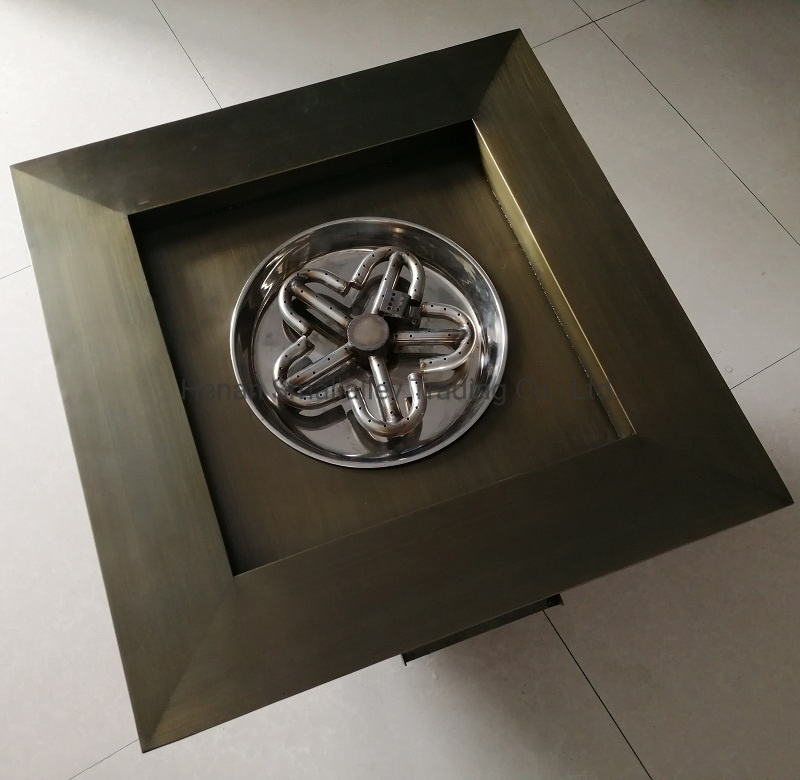 Pool Fire Feature Square Stainless Steel Gas Fire Pit Water Bowl Fountain