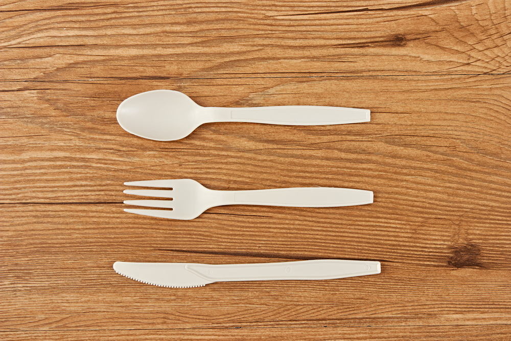 Modern White Disposable Biodegradable Compostable Cutlery for Restaurant Takeaway