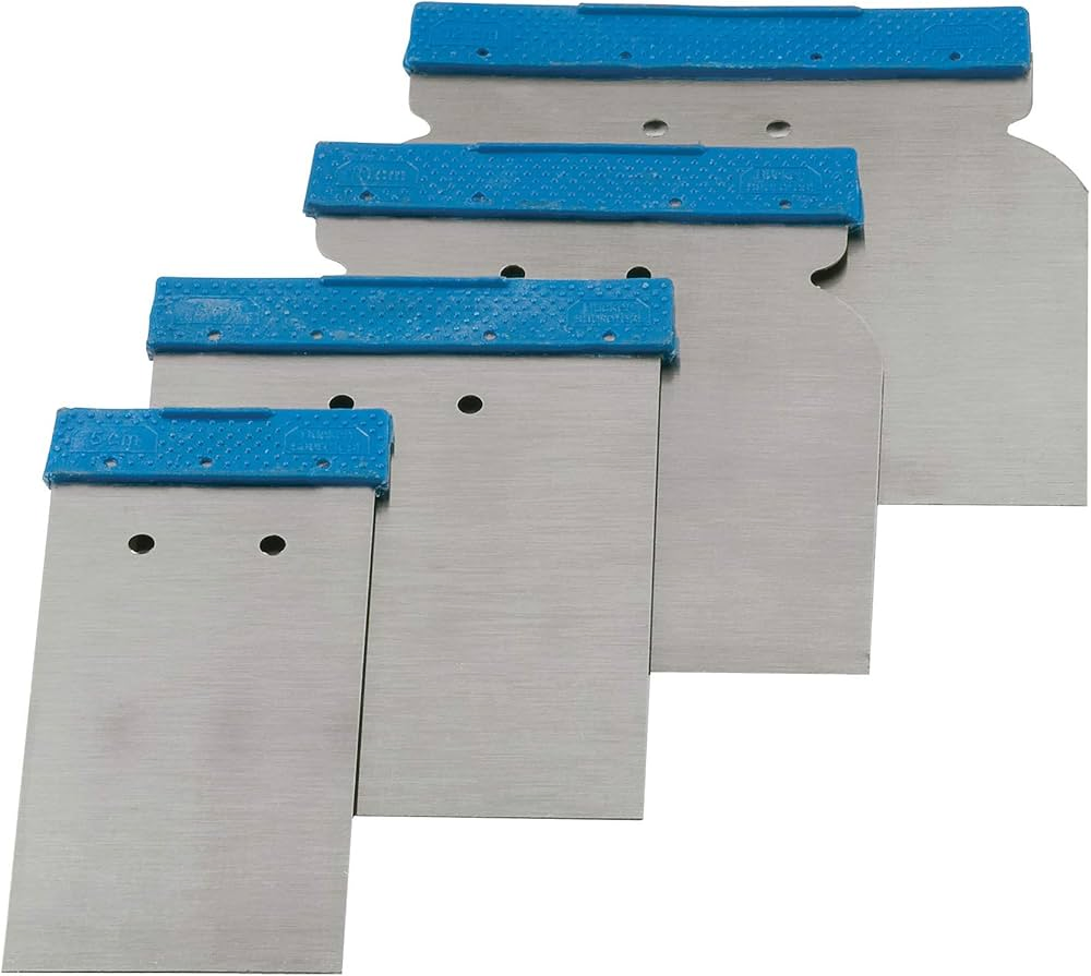 Plastic Handle 4PCS Carbon Steel Normal Polished Blade Putty Knife Set (FM-SC15)