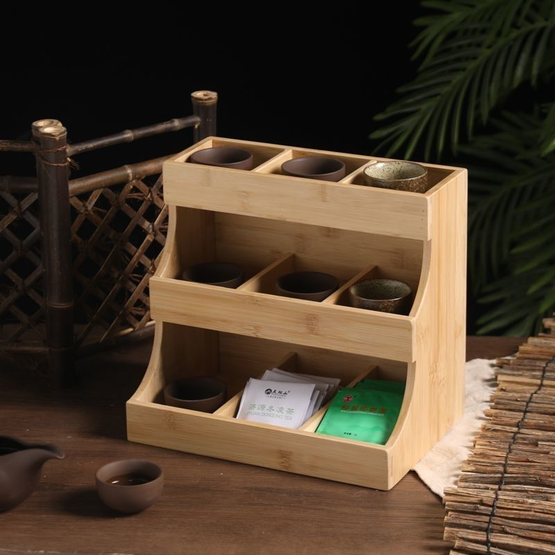 Bamboo Multi-Functional Household Multi-Layer Shelf Coffee Capsule Storage Tea Bag Kitchen Shelf