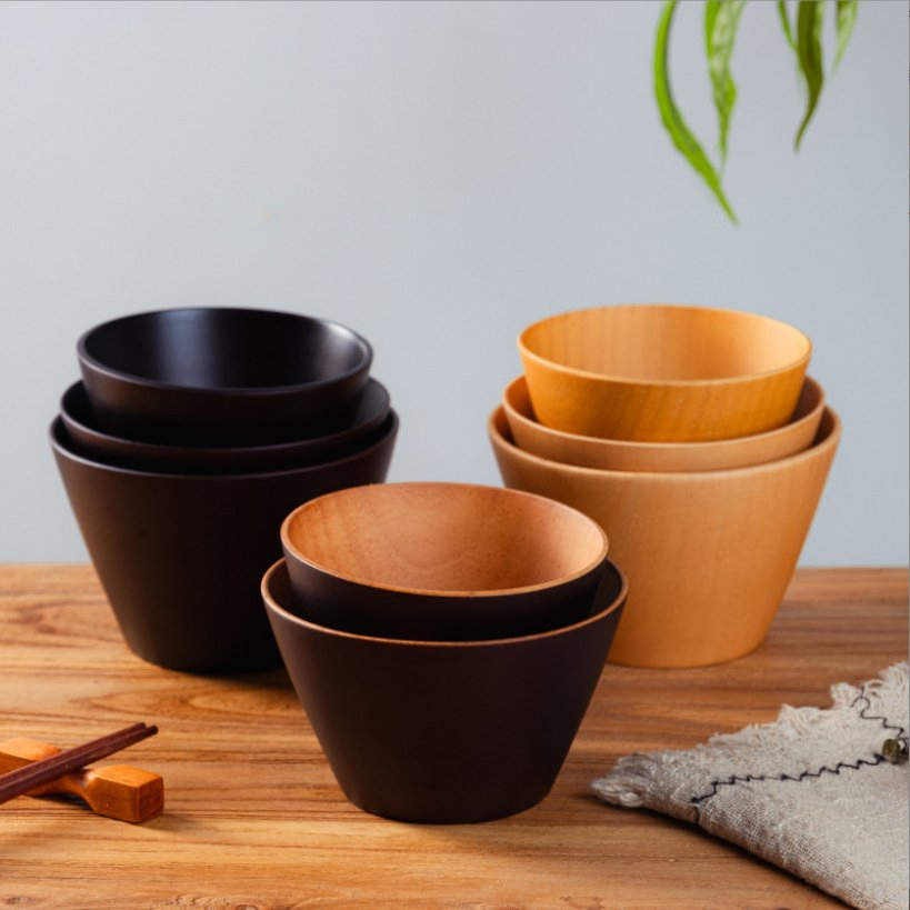 Japan Style Wood Tableware Rice Salad Fruit Bowl