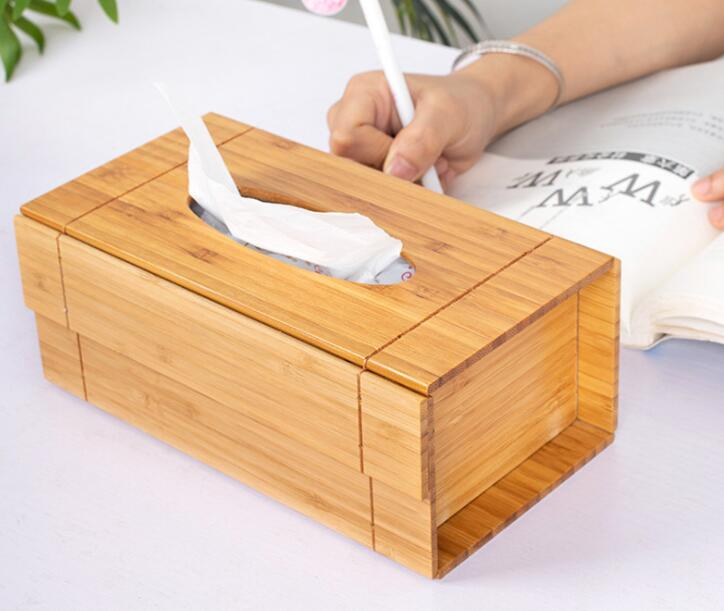 Wooden Bamboo Kitchen Napkin Holder Dispemser Bamboo Tissue Box
