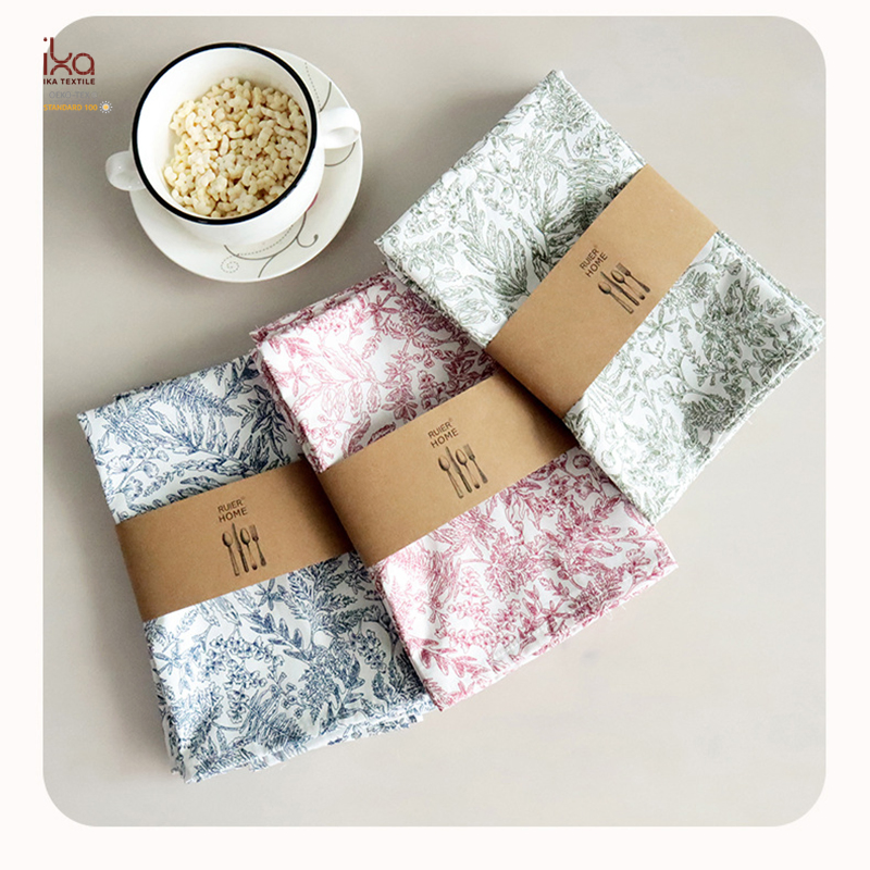 Outdoor Christmas Decorative Party Wedding Personalized Custom Logo Natural Woven Eco Friendly White Cloth Napkins with Embroidery