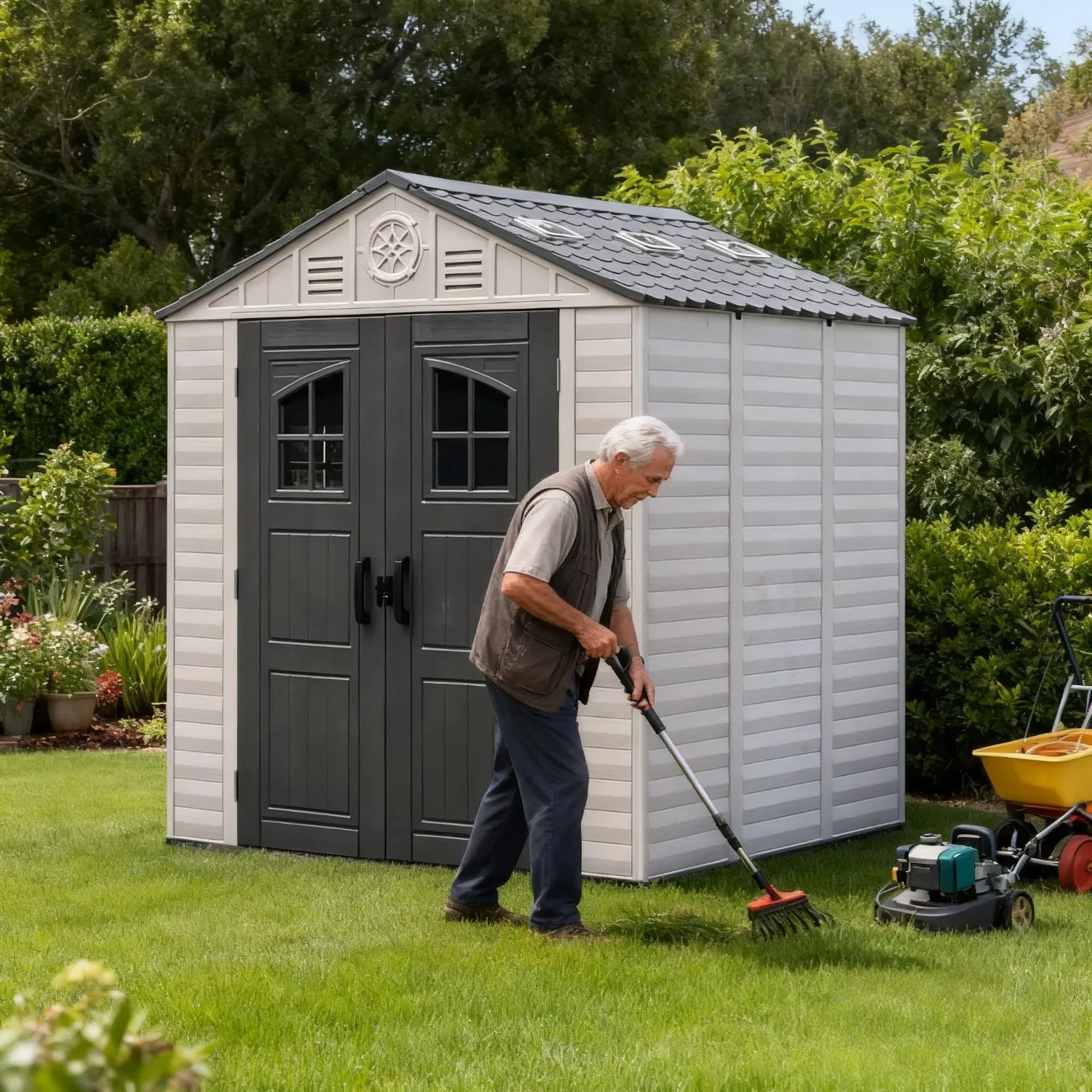 6X6FT HDPE Outdoor Plastic Storage Shed Detechable Tool Room