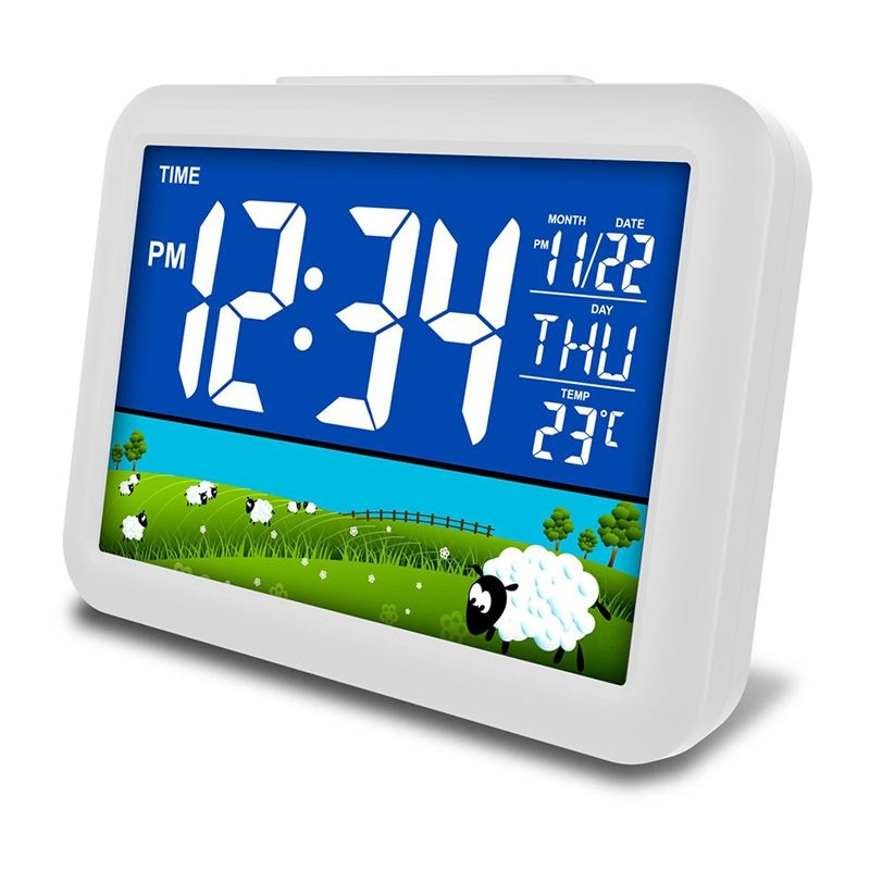 Voice Control LED Digital Alarm Clock USB Charging LCD Desk Display