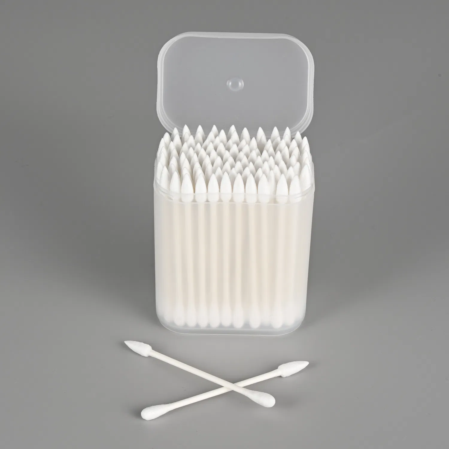 110PCS Plastic Pink Stick Cotton Buds Put in a Heart Style Jar
