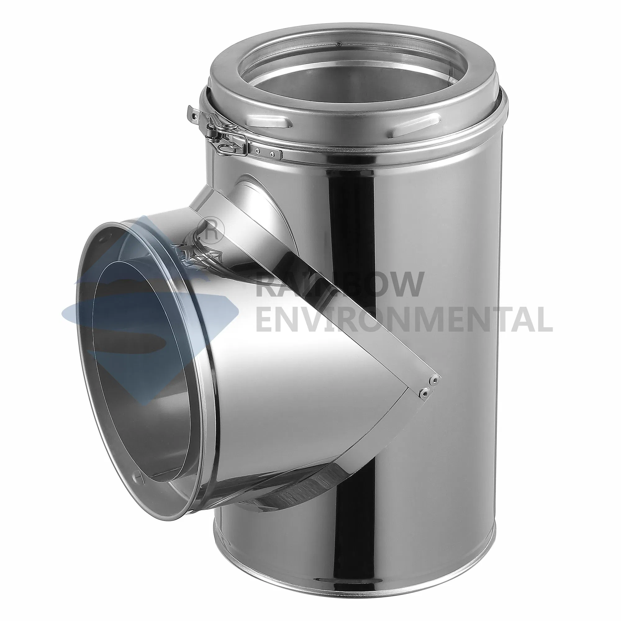 Fireplace Flue Double Wall Stainless Steel Chimney Pipe 135 Degree Tee with Cap