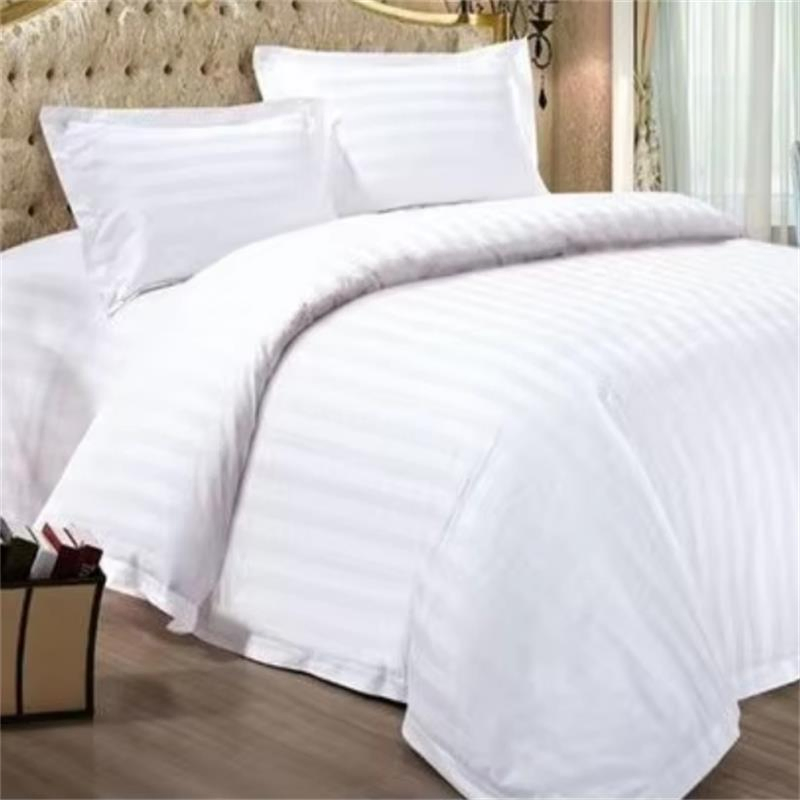 Single Double Queen King Cotton 1 & 3cm Stripe Hotel Bedding Duvet Cover Bed Sheet Set for Hotel