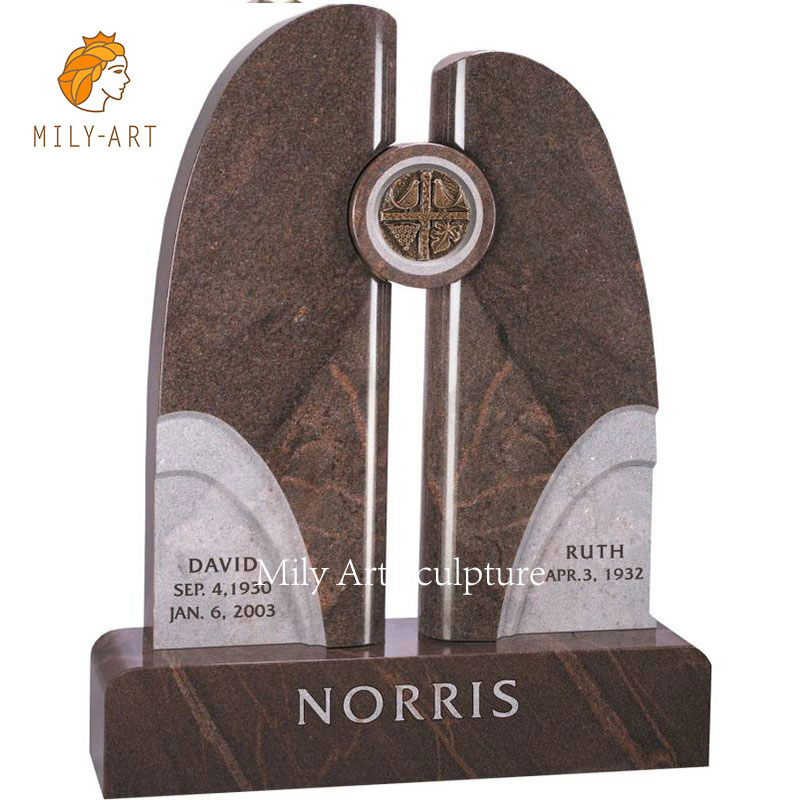 Simple Granite Headstone with Carving Feather Granite Monuments