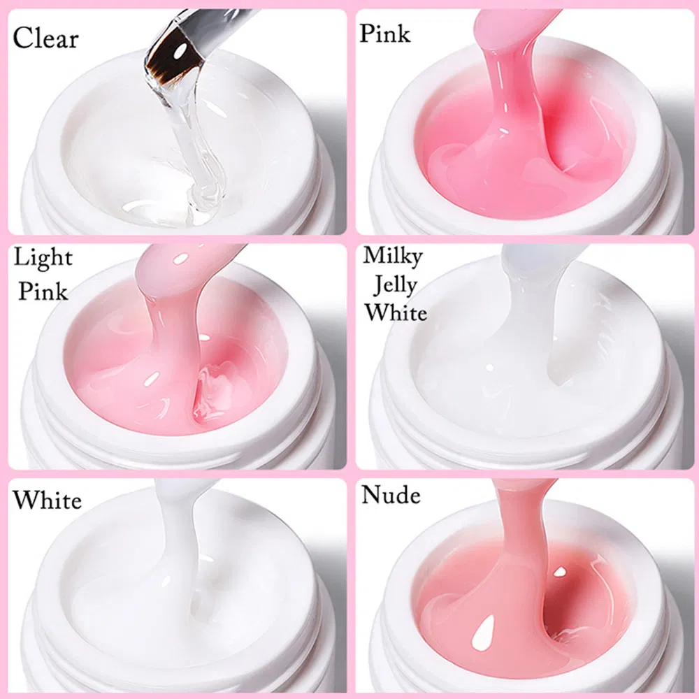 Nails Art Design Custom Manicure Care Colorful Nude Hard Jelly Resin Nail Extension Odorless UV Gel Kit
